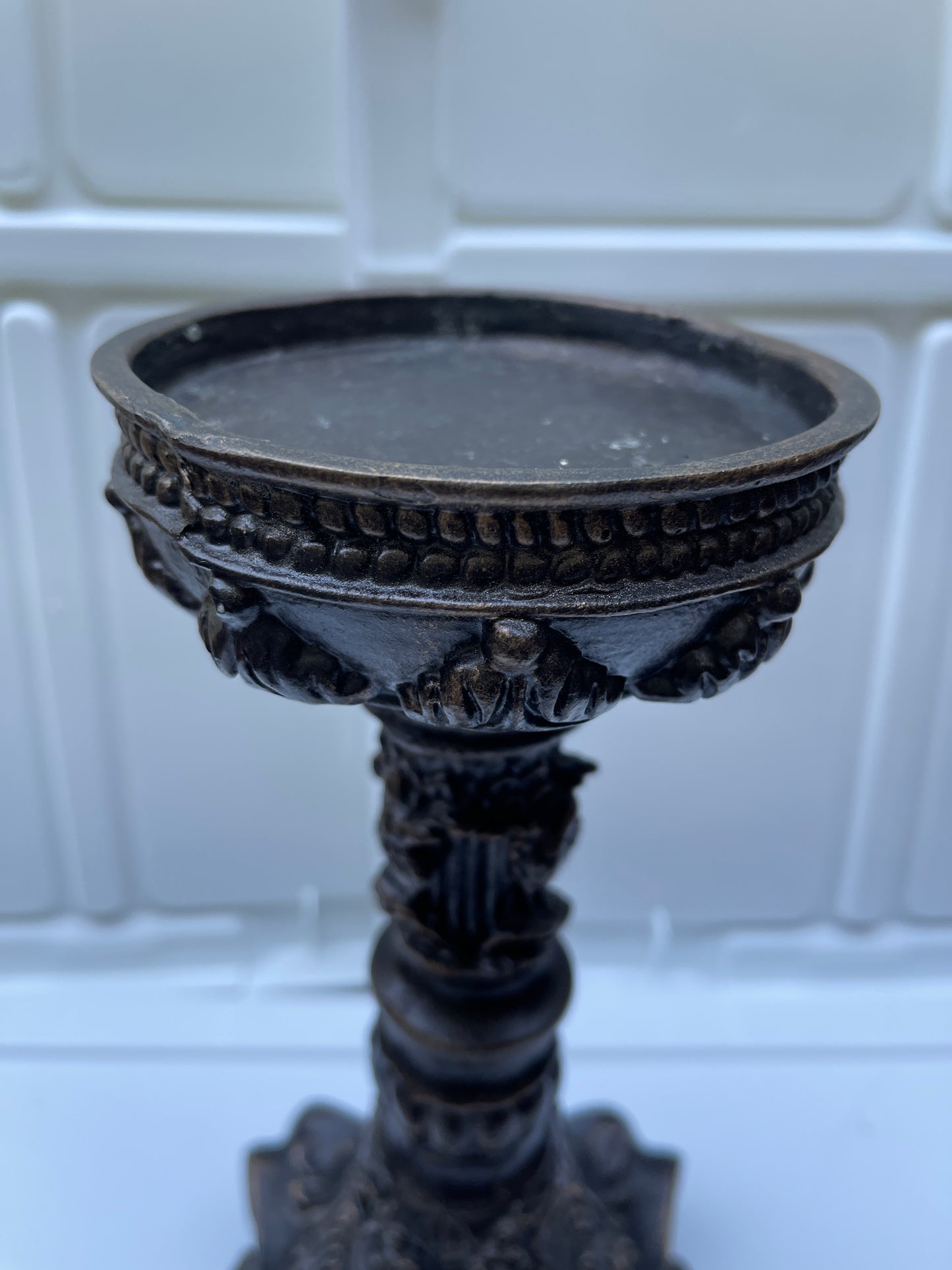 UNITY CANDLE RENTAL FRENCH VICTORIAN ORNATE CANDLE HOLDER BRONZE GOLD