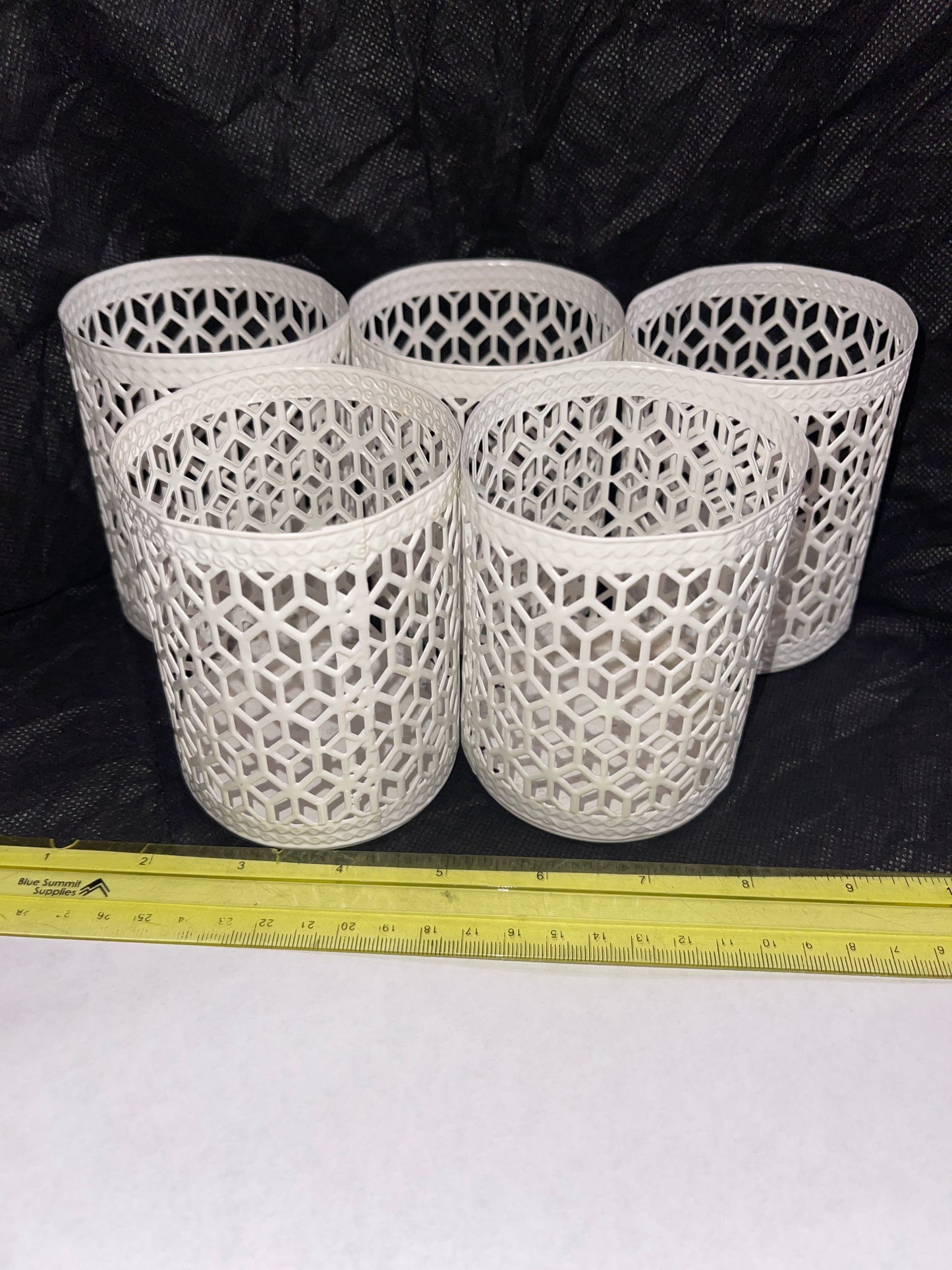 Rental vintage white metal lace cups