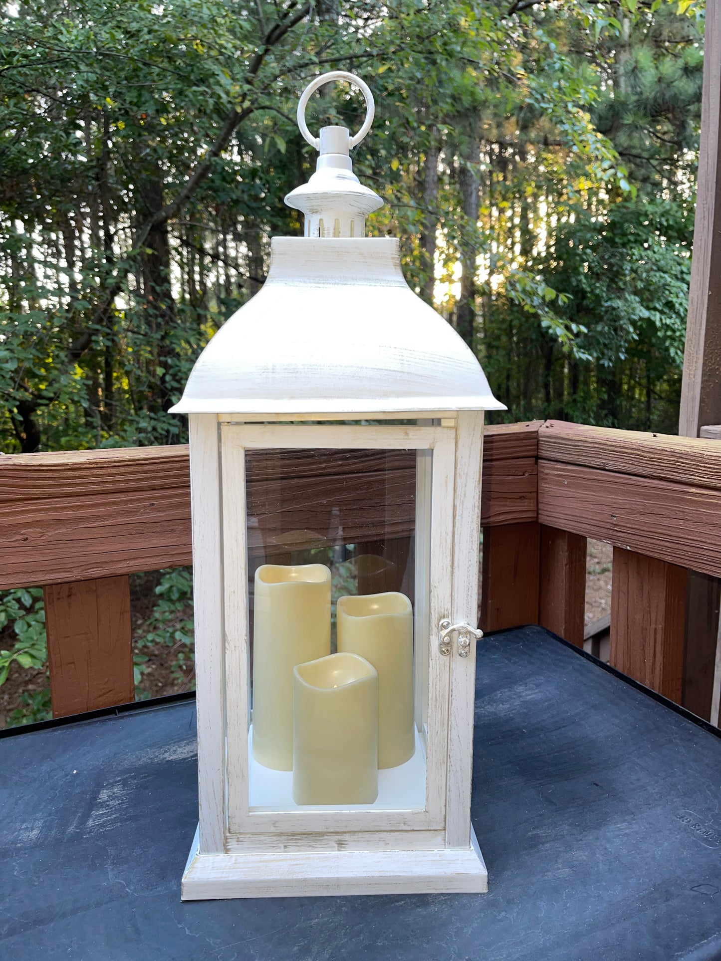 UNITY CANDLE RENTAL LARGE XL WHITE WOOD GLASS LANTERN