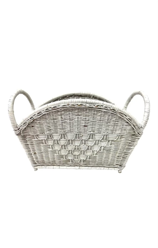 Rental White Wicker Magazine Basket