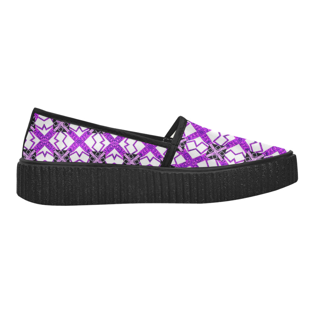 Fabric66 purple black white logo 640 x 512 3.1 mb Selene Satin Women's Slip-On Shoes (Model 3063) e-joyer