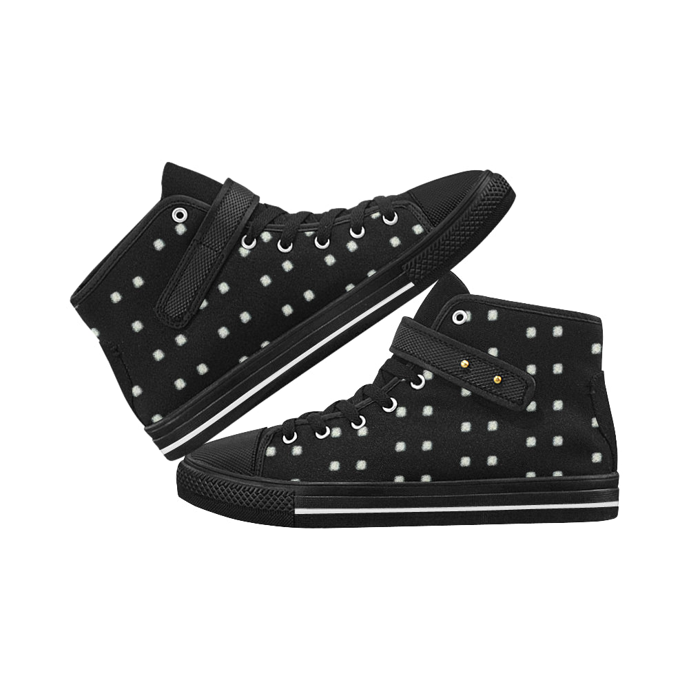 Fabric47 541 kb black bling polka dot Aquila Strap Women's Shoes/Large Size (Model 1202) e-joyer