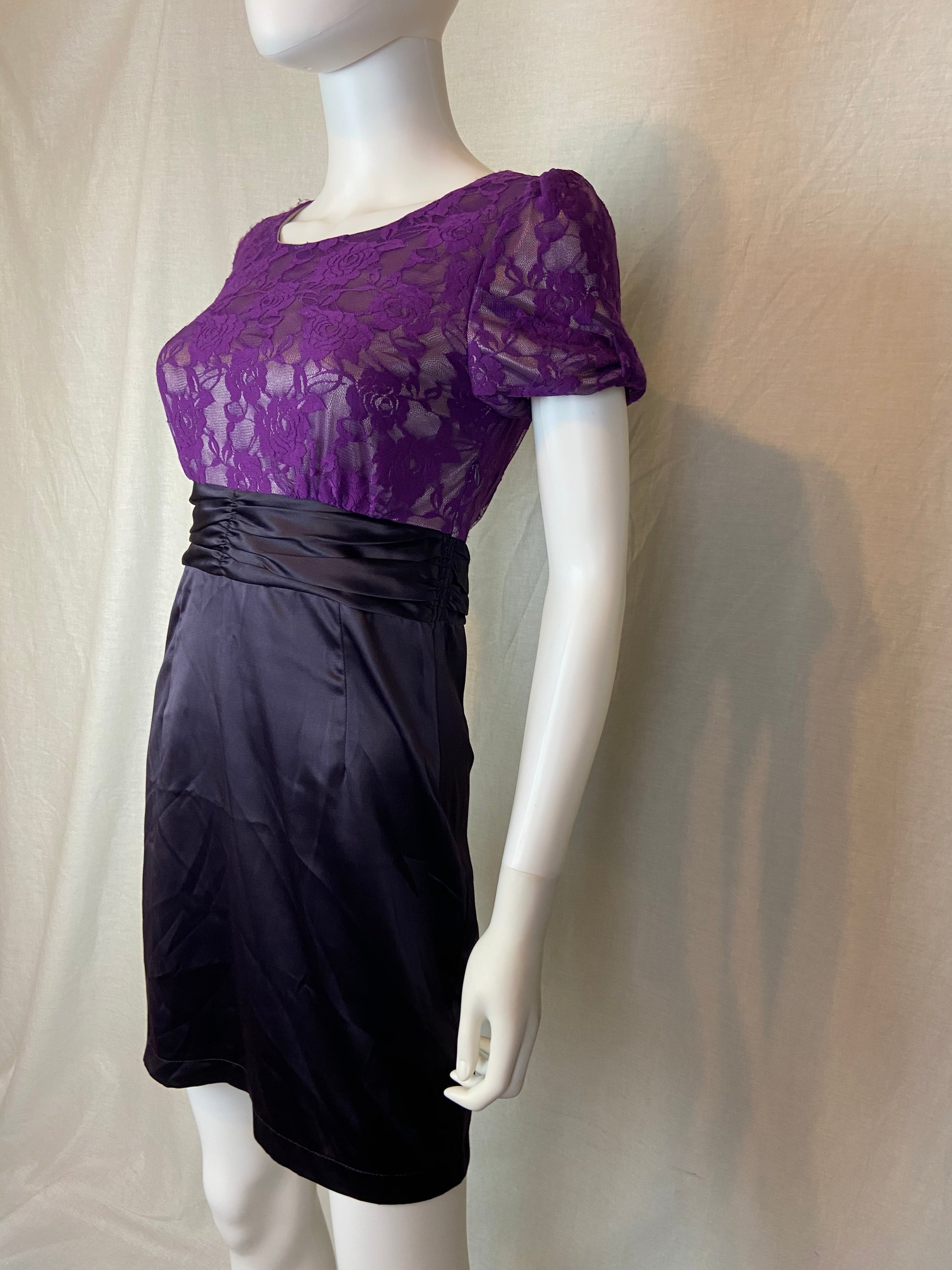 Purple Lace Satin Dress Jr M ABBY ESSIE STUDIOS