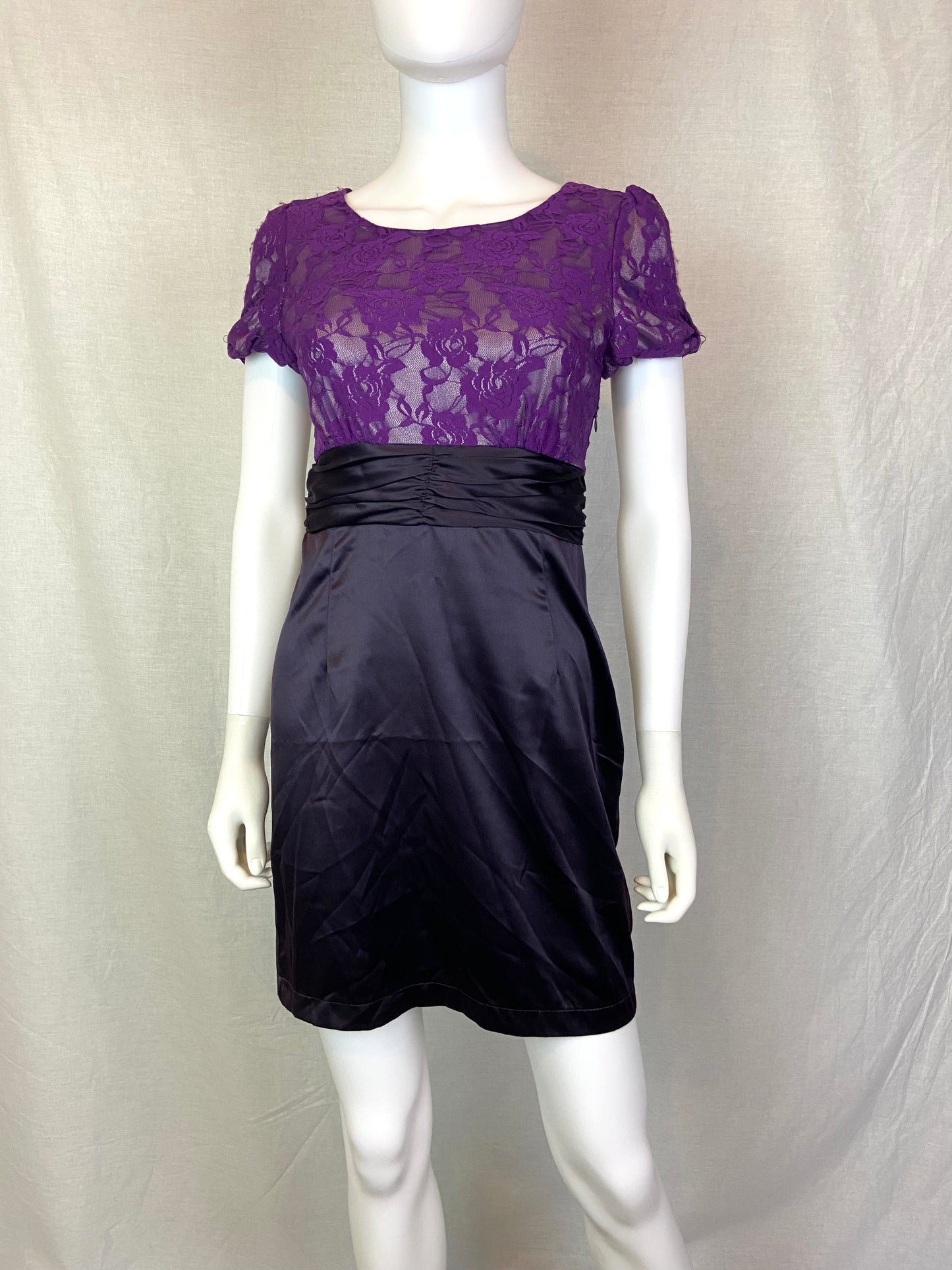 Purple Lace Satin Dress Jr M ABBY ESSIE STUDIOS