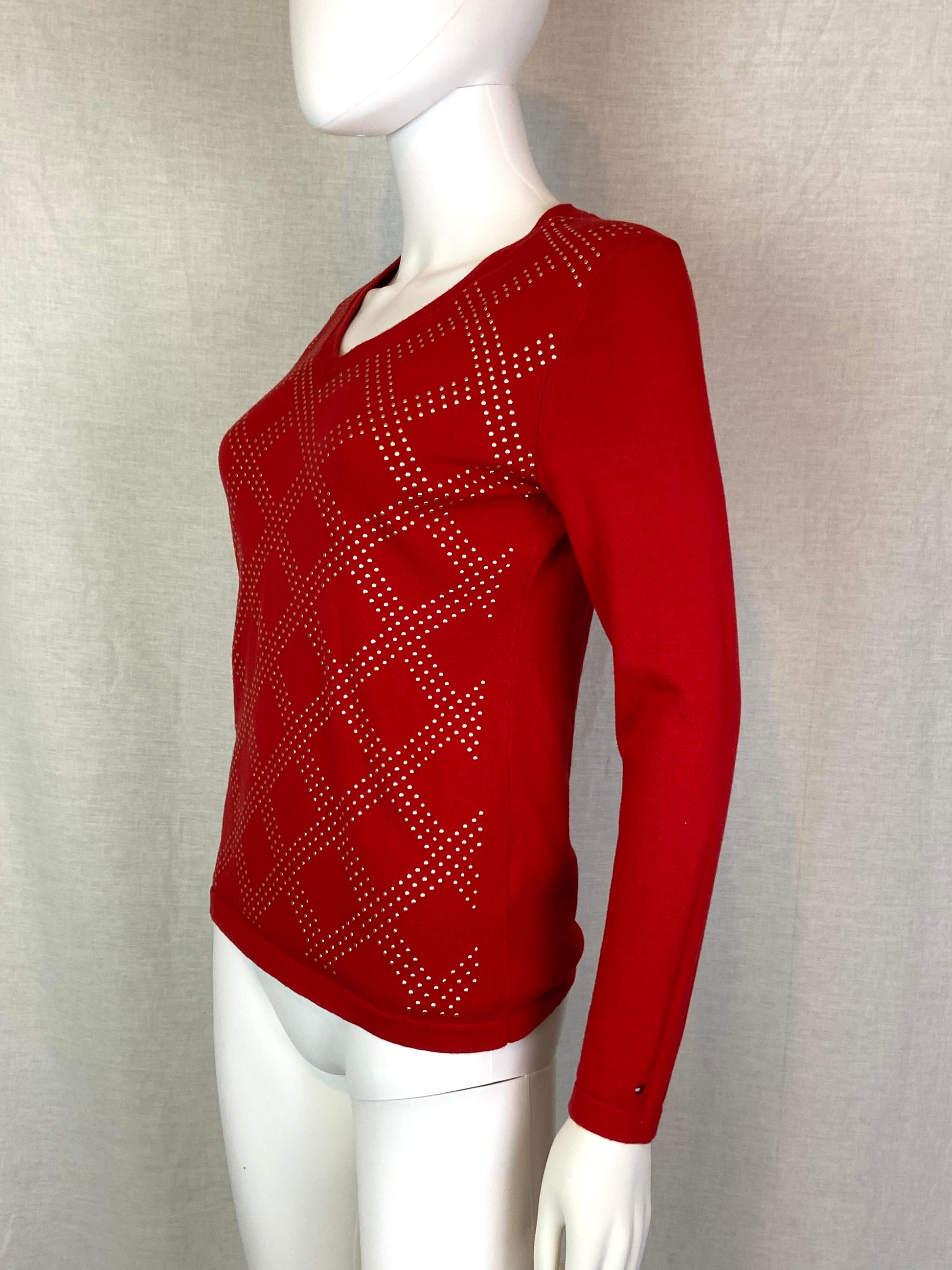 Tommy Hilfiger Studded Red Top Small ABBY ESSIE STUDIOS