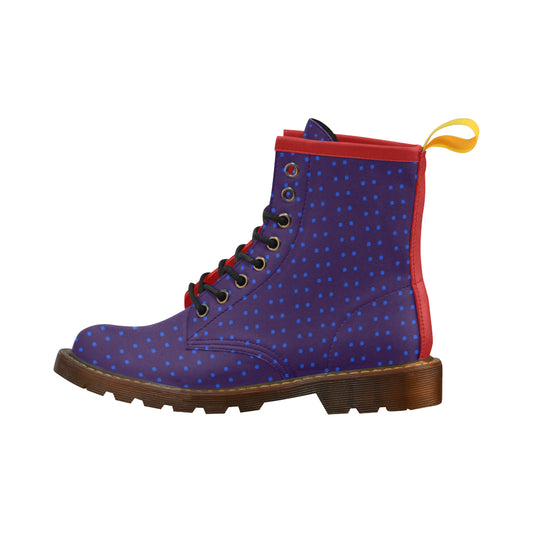 Fabric57 polka dots navy violet blue royal  large High Grade PU Leather Martin Boots For Women Model 402H e-joyer