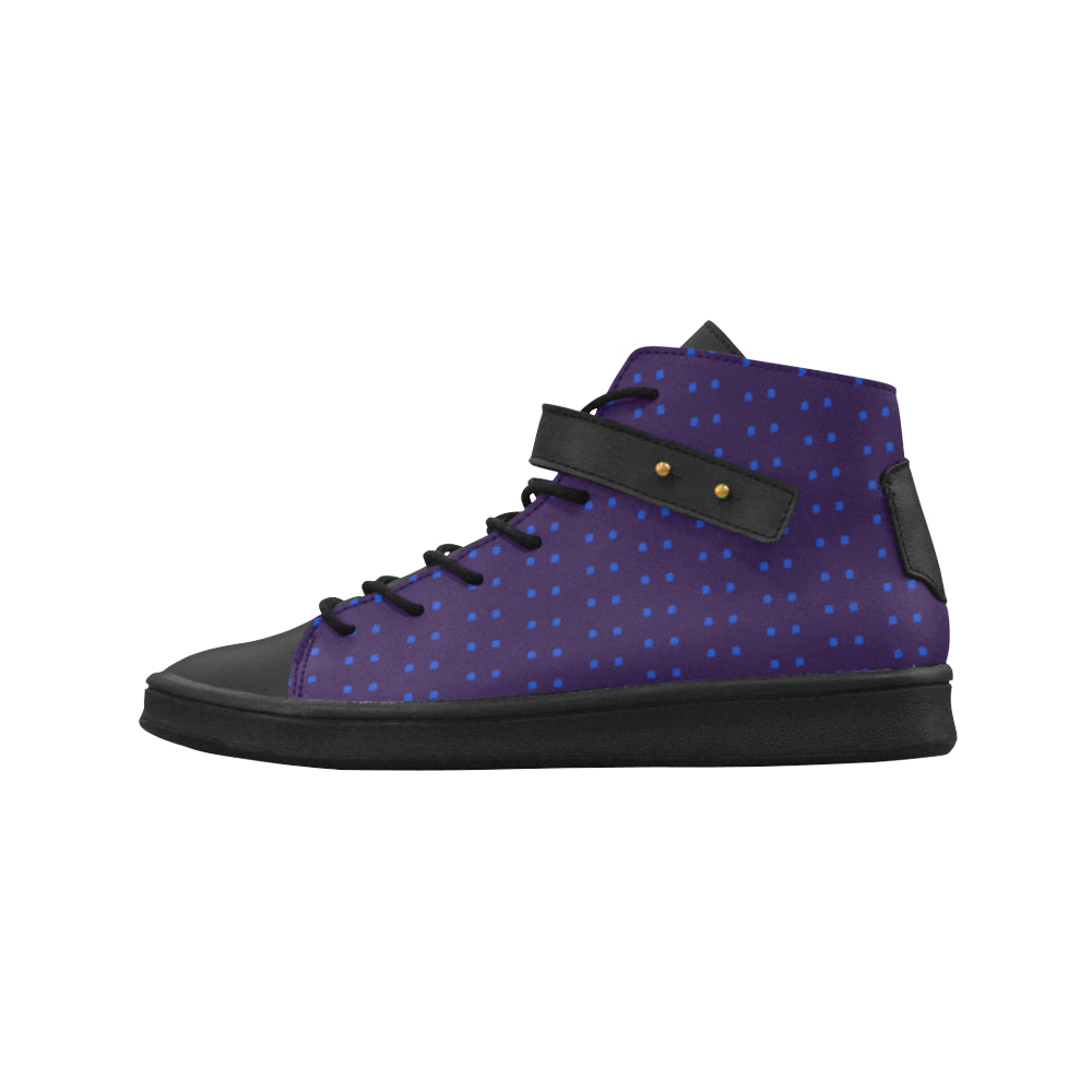 Polka Stripe Leather High Top Shoes e-joyer