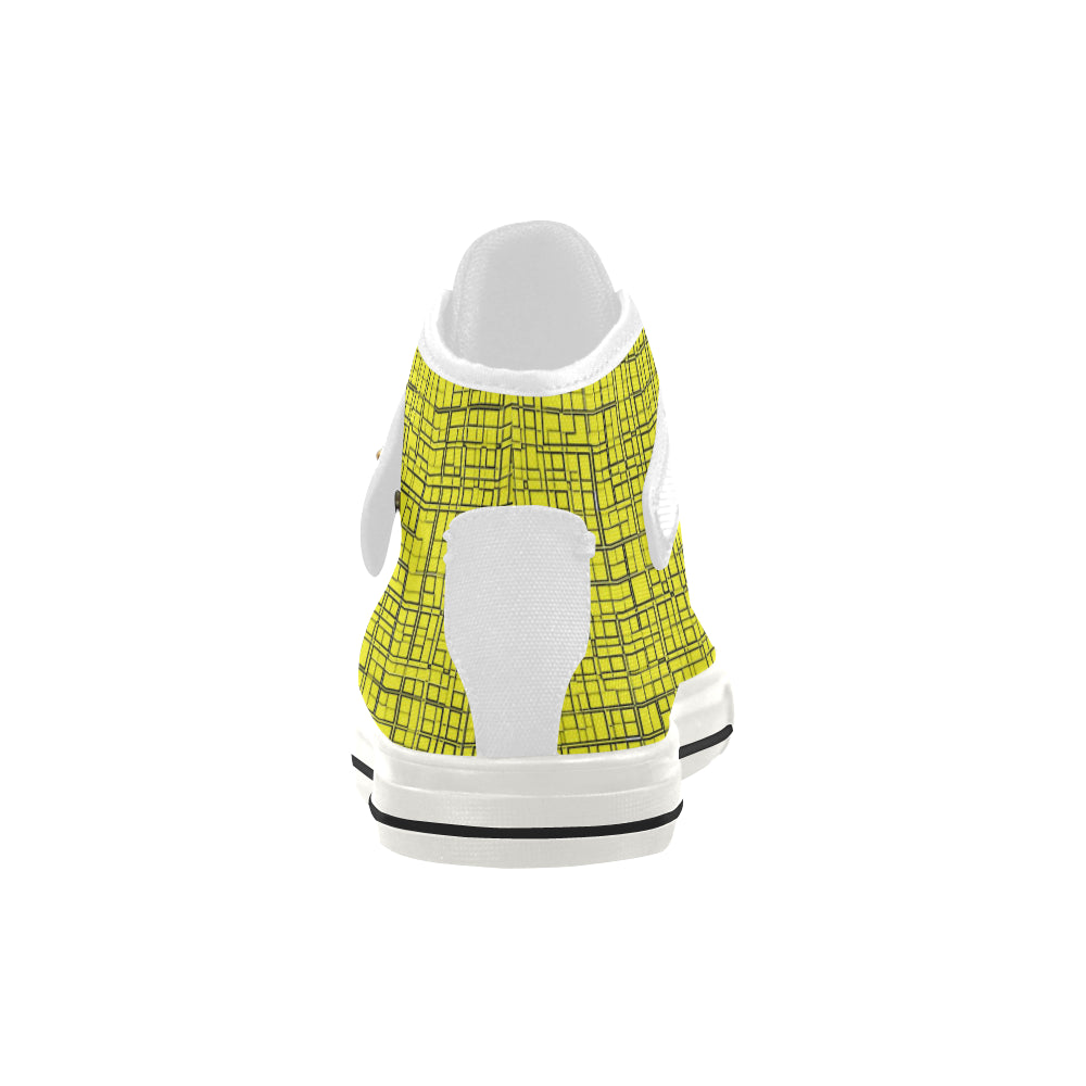 yellow grid 4.4 art Aquila Strap Women's Shoes (Model 1202) e-joyer