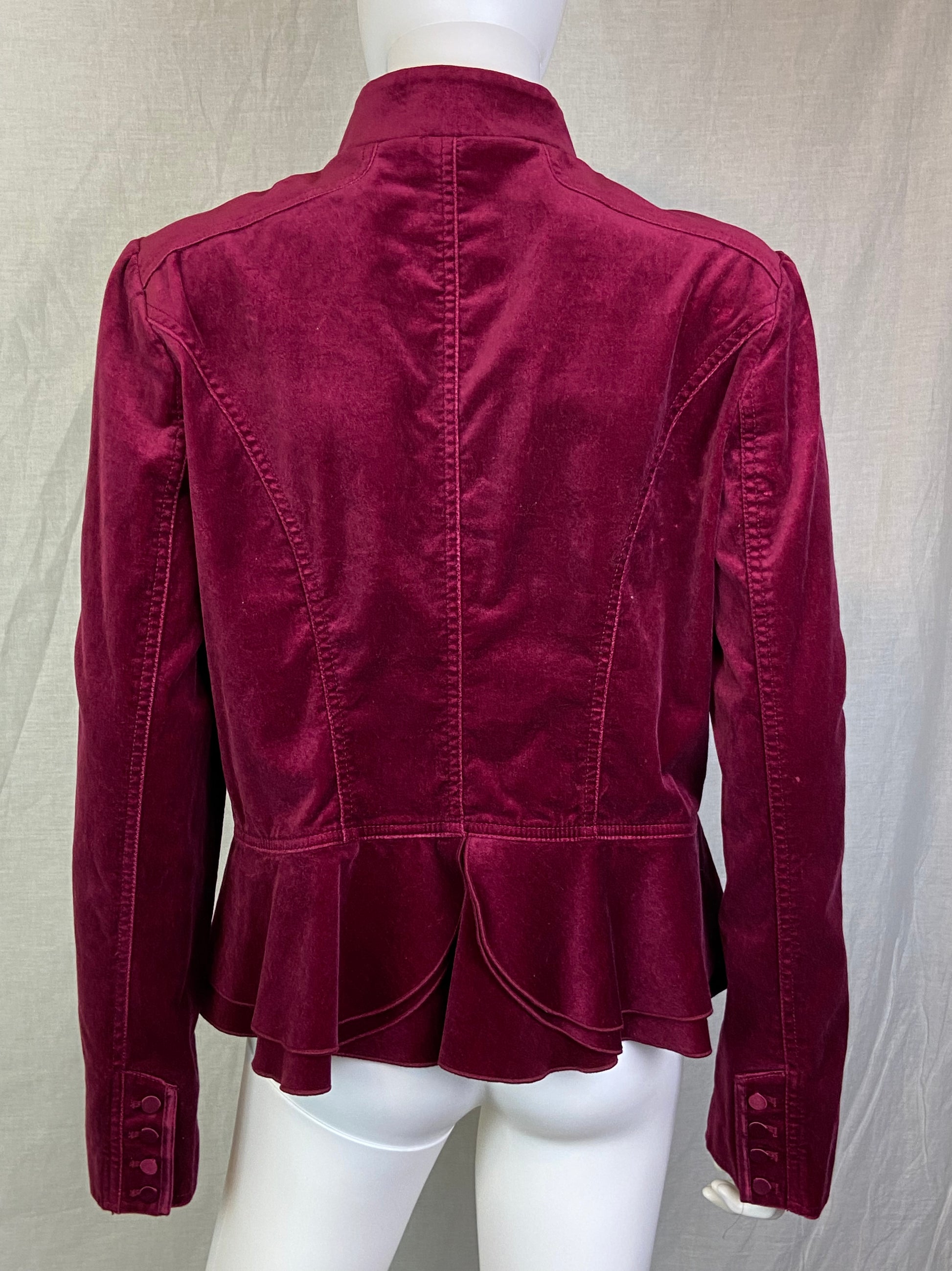 White House Black Market Burgundy Red Velvet Victorian Jacket ABBY ESSIE STUDIOS