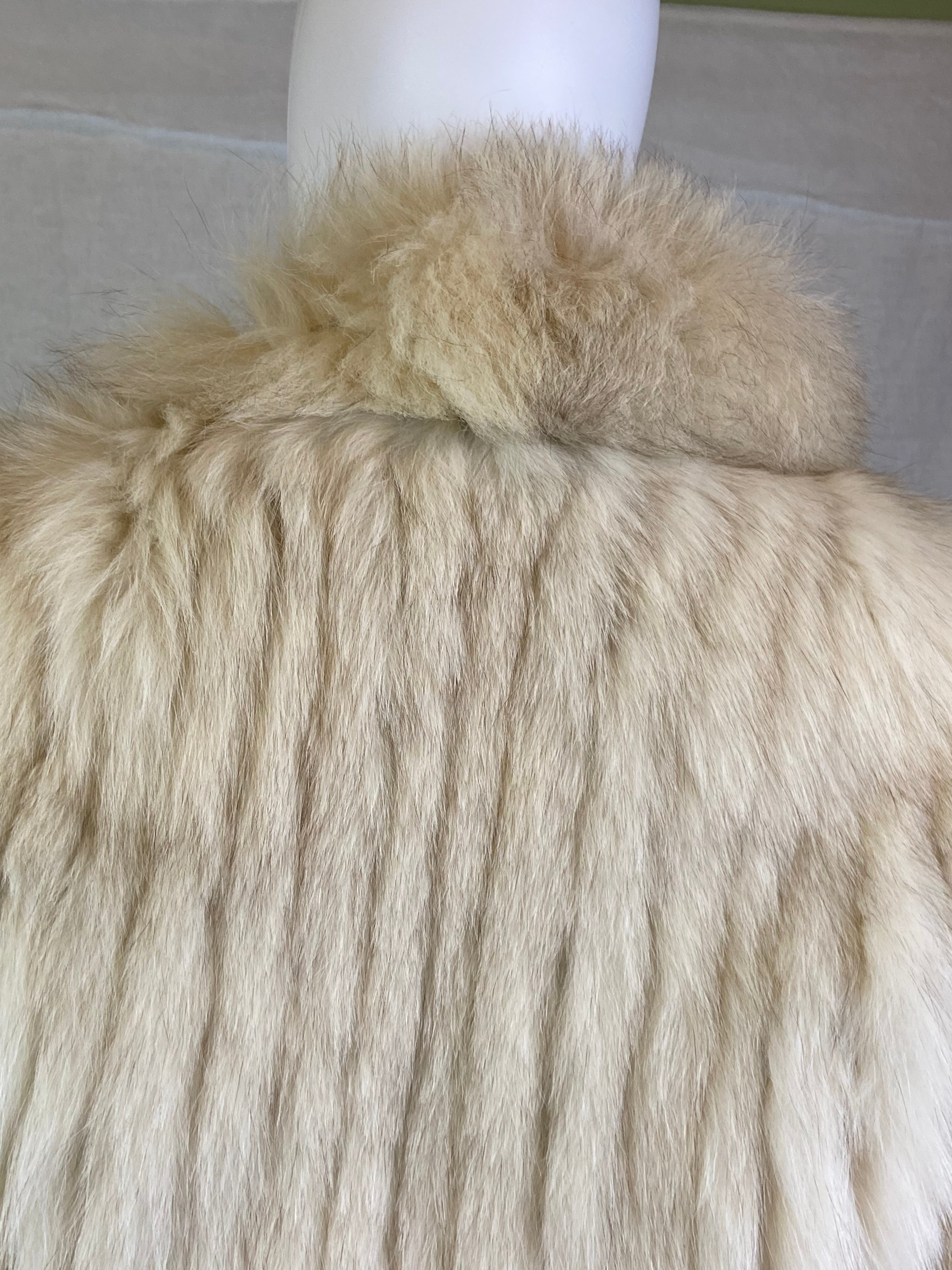 Vintage Cream White Gray FOX Fur Coat