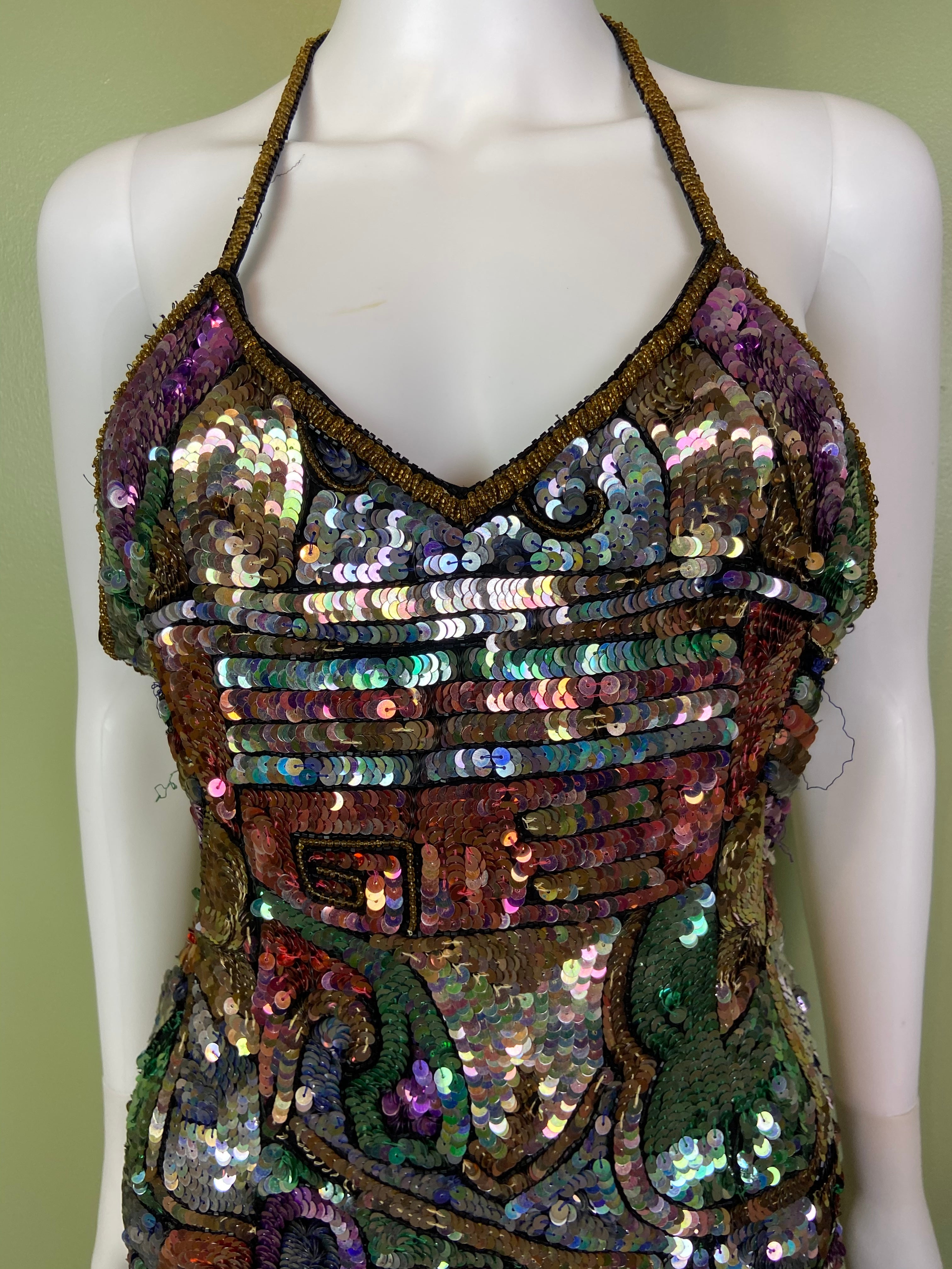 Gorgeous Vintage Beaded Formal Dress Fantasy by Lisa authentic Kane Mardi Gras Gown Small