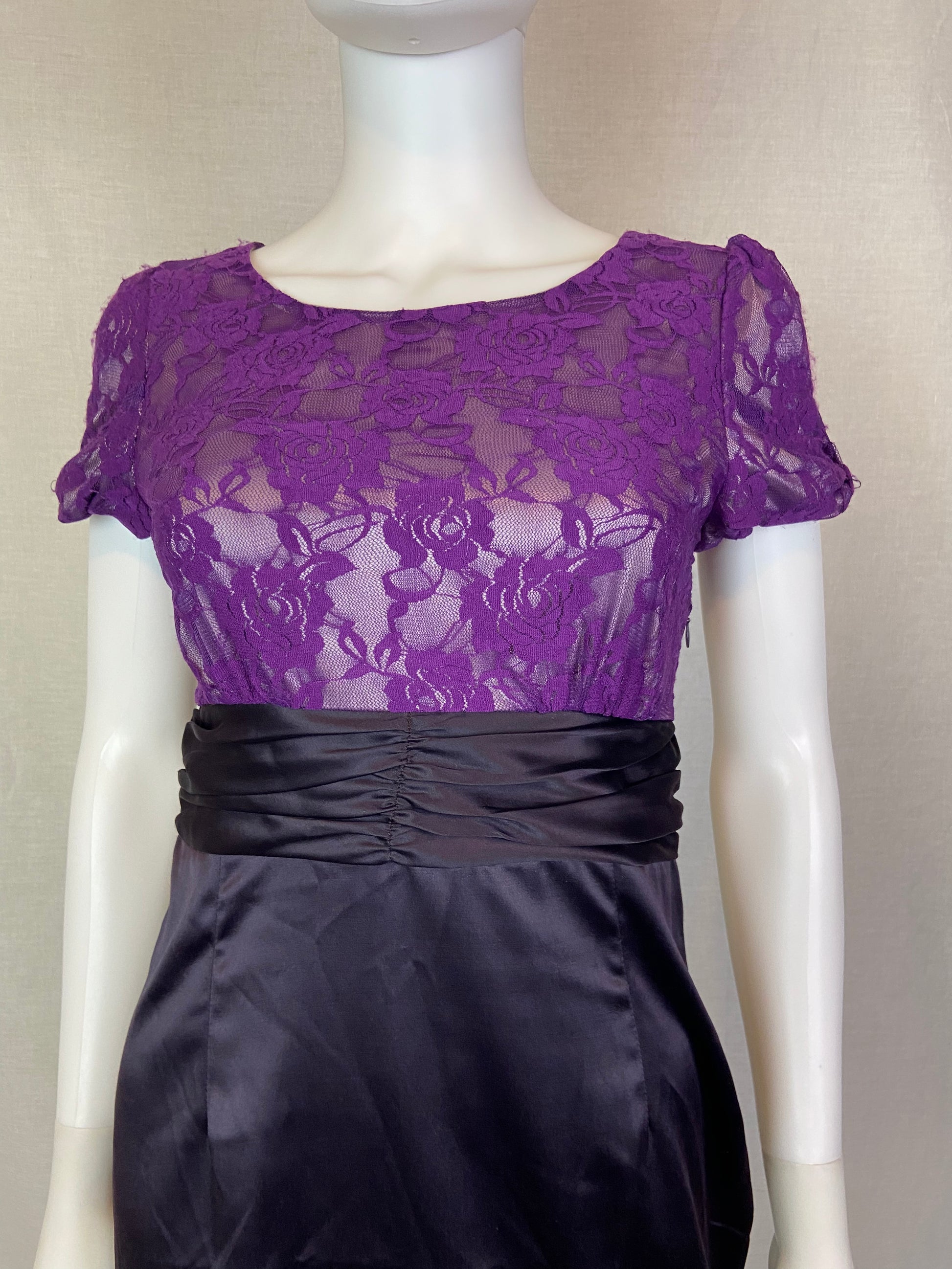 Purple Lace Satin Dress Jr M ABBY ESSIE STUDIOS