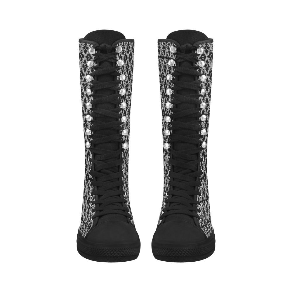 silver black logo xtra large panel 3.6 mb Canvas Long Boots For Women Model 7013H e-joyer