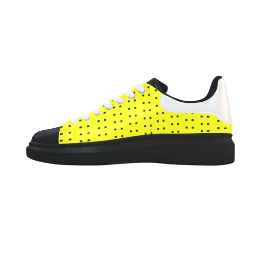 Fabric57 polka dots black yellow large panel crop Low Top Loafers Womens Shoes (Model 026) e-joyer