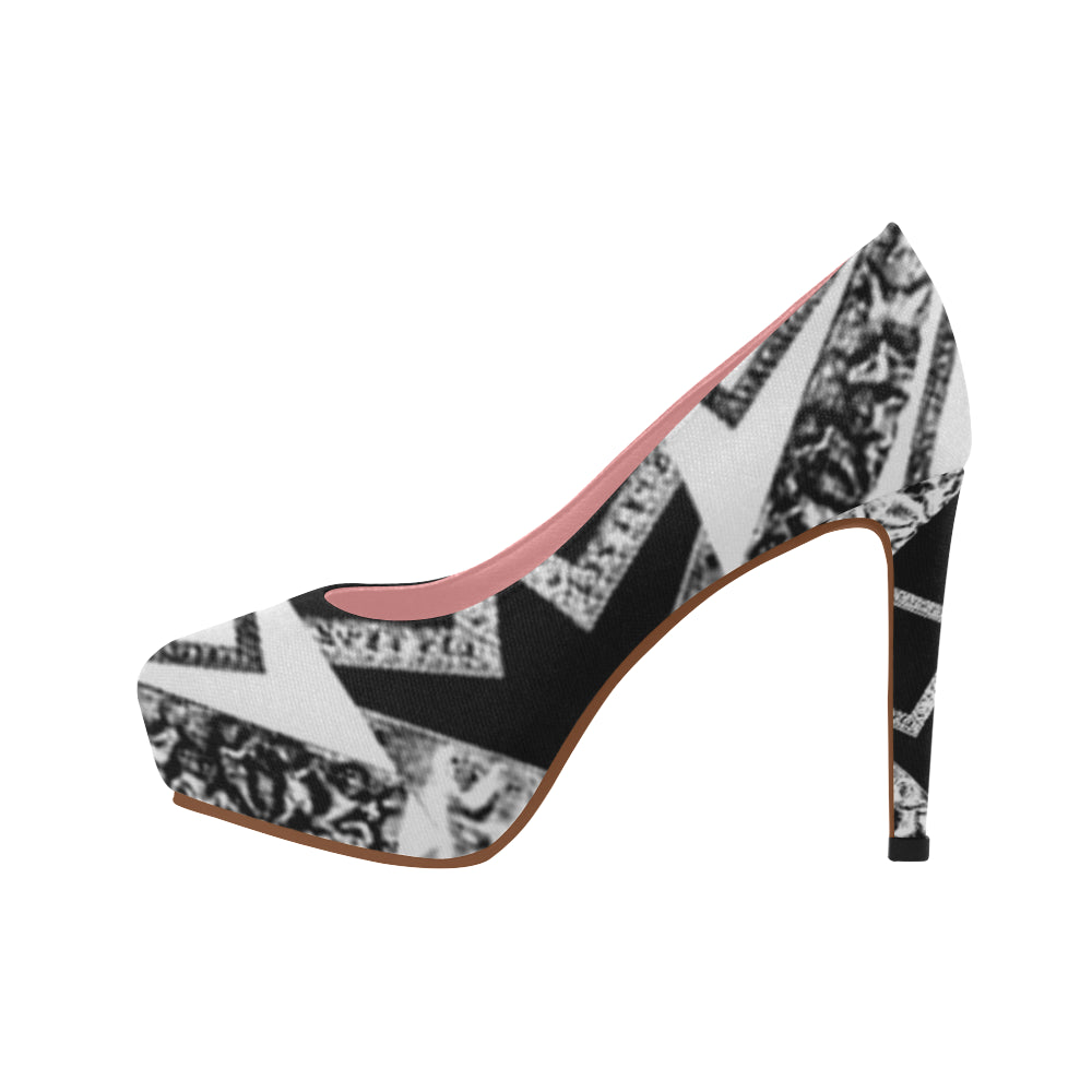 black white premium vip logo 5120x2565 1.2 mb repe Women's High Heels (Model 044) e-joyer