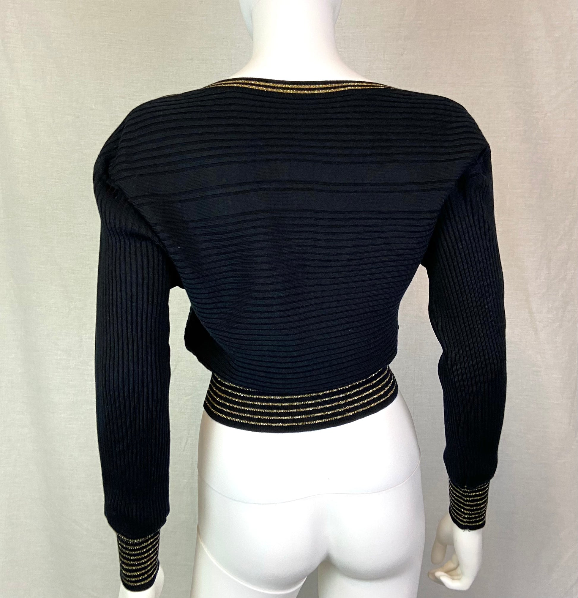 Black Gold Striped Sweater S/ M ABBY ESSIE STUDIOS