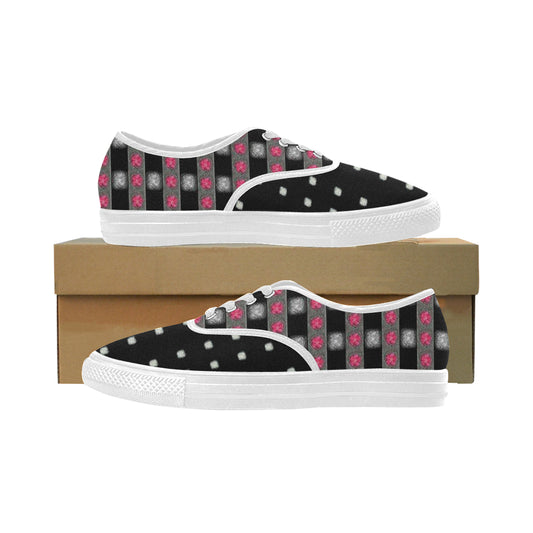 Fabric47 541 kb black bling polka dot Oxford Cloth Women's Sneakers/Large (Model 10133) e-joyer