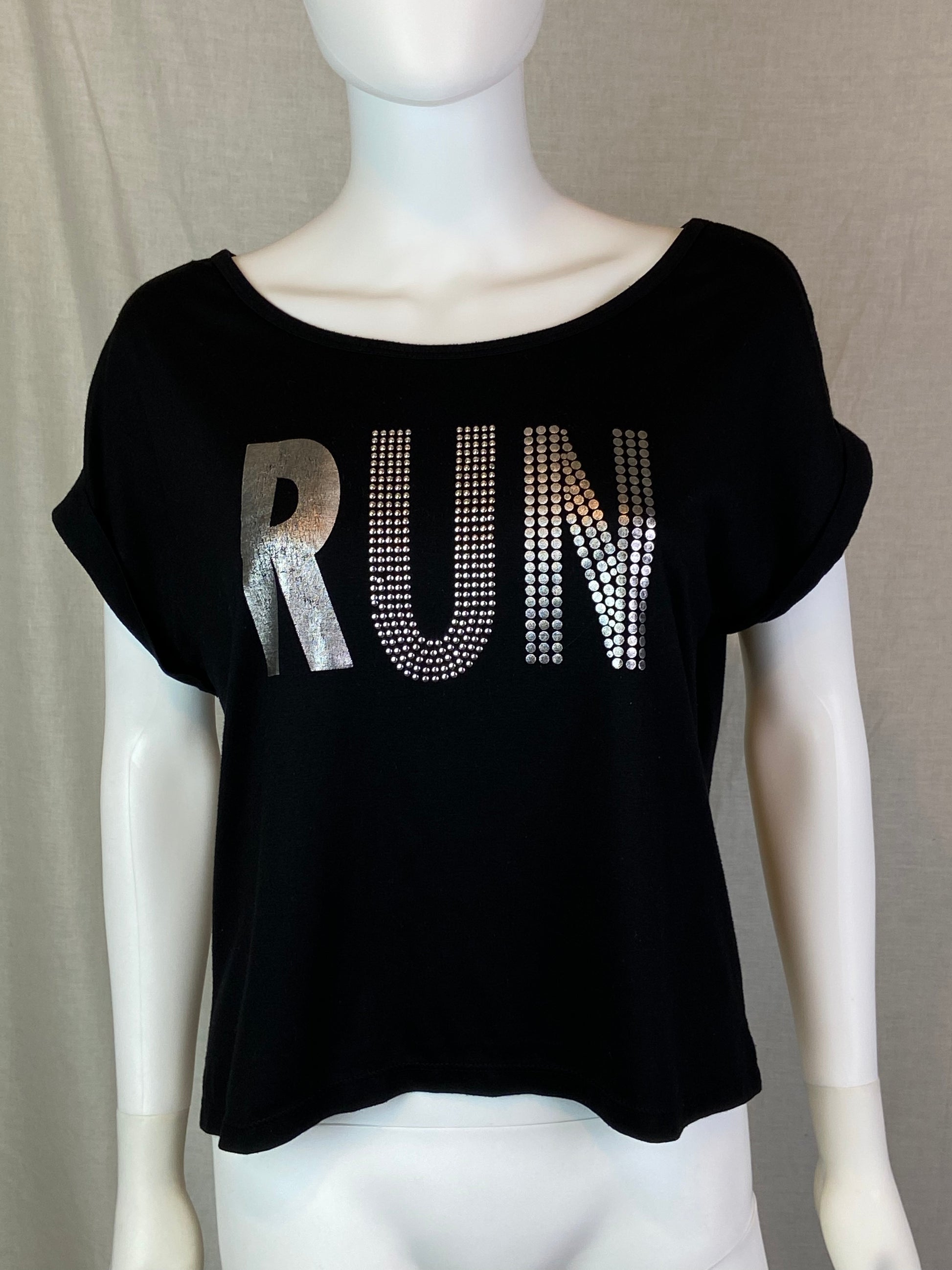 Black Silver RUN tee Shirt ABBY ESSIE STUDIOS