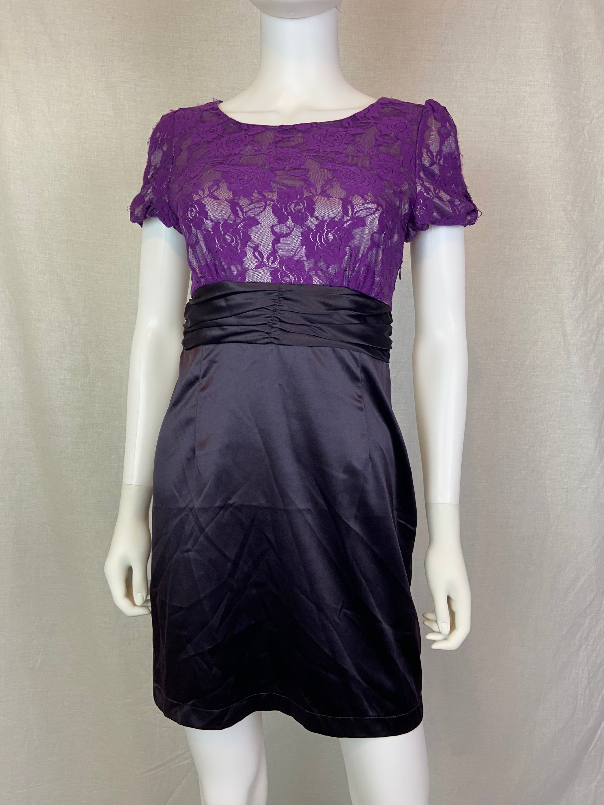 Purple Lace Satin Dress Jr M ABBY ESSIE STUDIOS