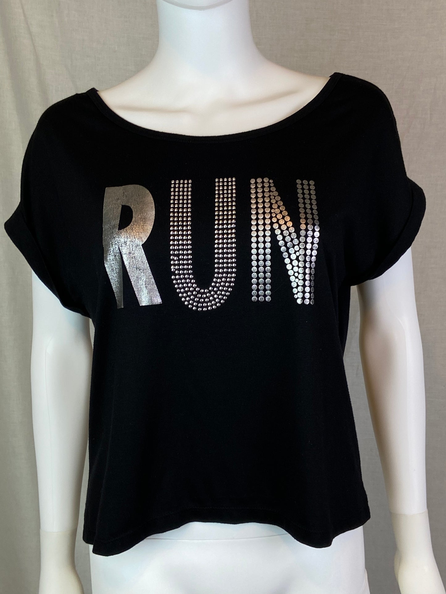 Black Silver RUN tee Shirt ABBY ESSIE STUDIOS