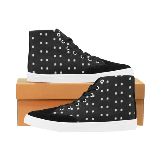 Suede High Top black bling polka dot Herdsman High Top Shoes for Women (Model 038) e-joyer