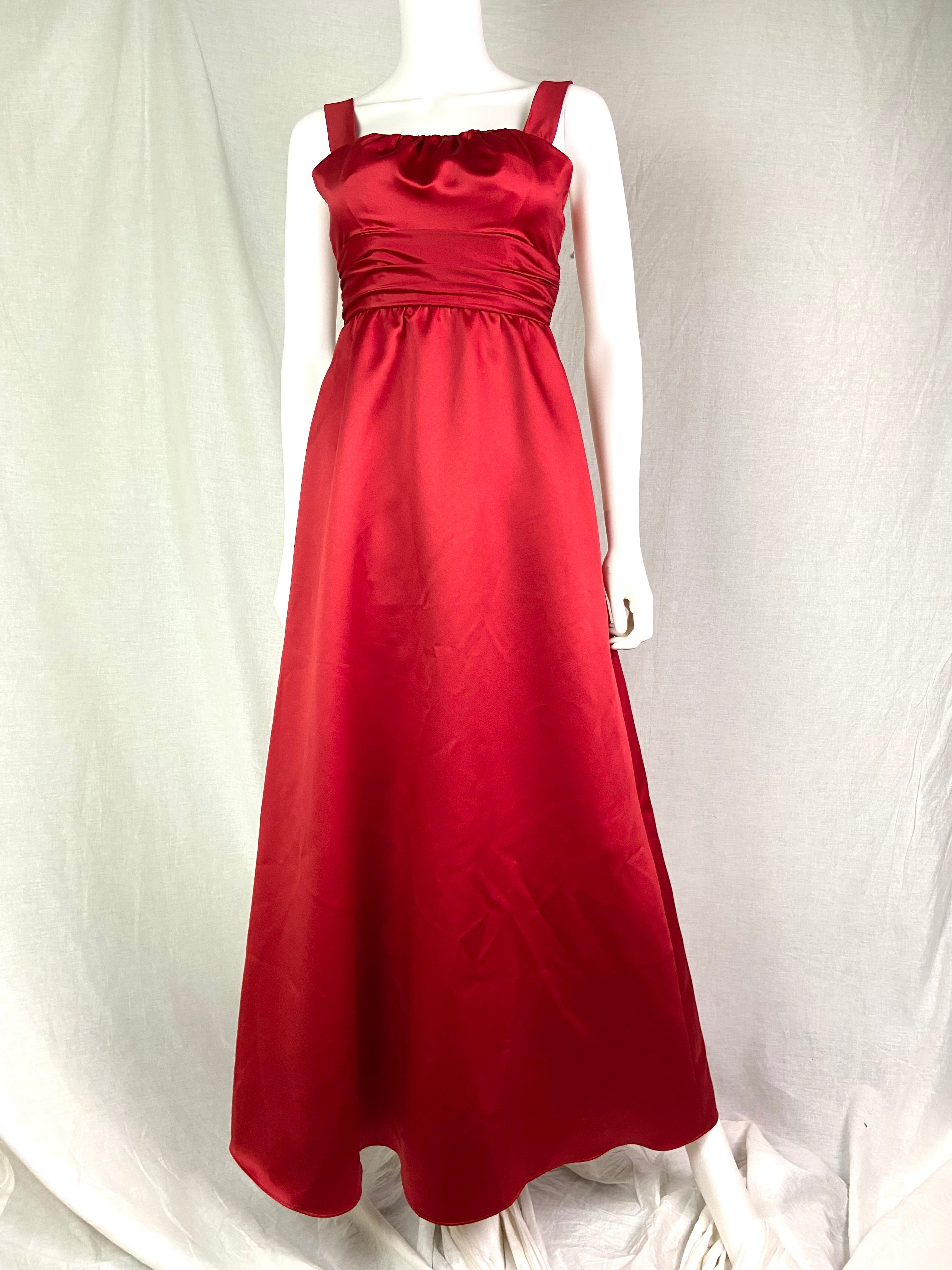 Alfred Angelo Red Satin Empire Waist Gown