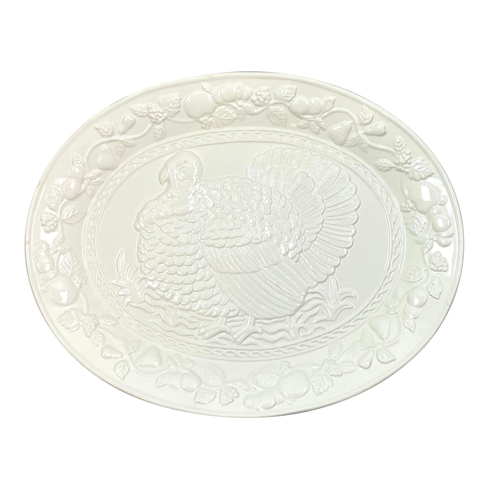 White Thanksgiving Turkey Serving Platter ABBY ESSIE STUDIOS